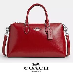❤️ Coach Georgia Satchel Bag Silver/Red